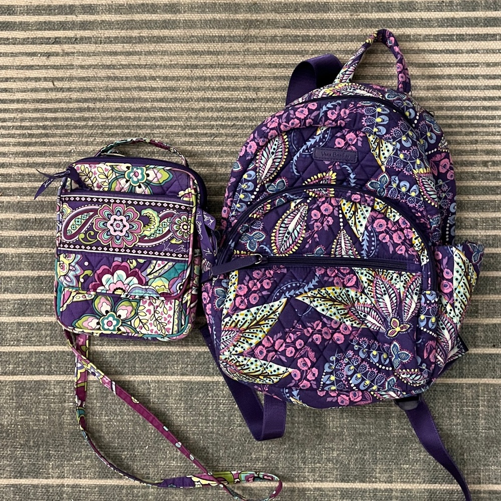 Combo 2Washable Vera Bradley Backpack +Cross body Purse. I Love creating looks!🥰